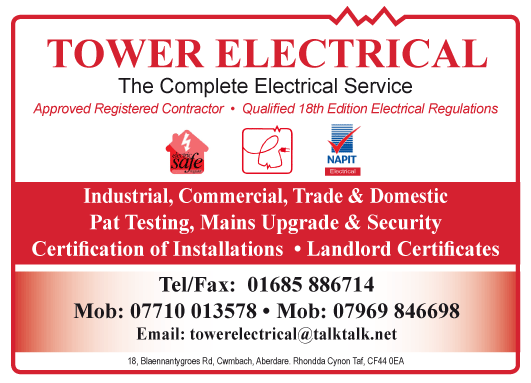Tower Electrical serving Aberdare - Electrical Inspections & Tests