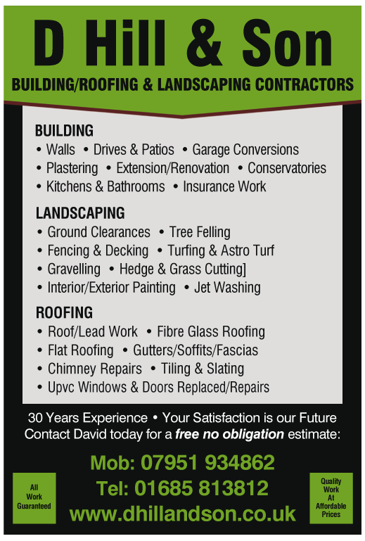 D Hill & Son Building & Landscaping Contractors serving Aberdare - Roofing