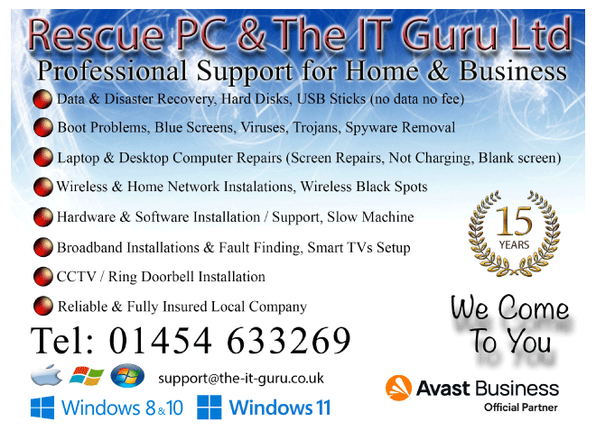 Rescue PC & The IT Guru Ltd serving Bradley Stoke - Computer Services