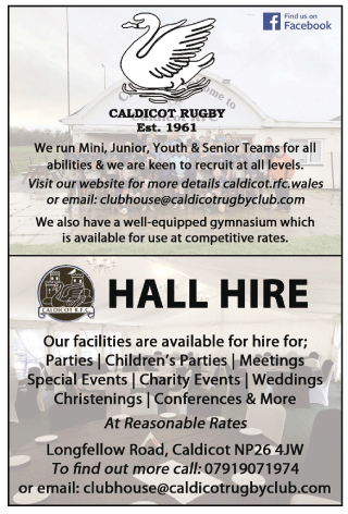 Caldicot RFC serving Chepstow and Caldicot - Halls For Hire