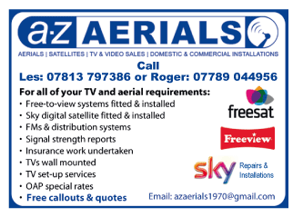 A-Z Aerials Ltd. serving Dursley and Wotton U Edge - Television Sales & Service