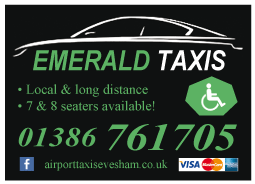 Emerald Taxis serving Evesham - Airport Transfers