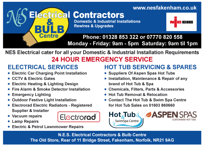NES Electrical & Bulb Centre serving Fakenham - Hot Tubs