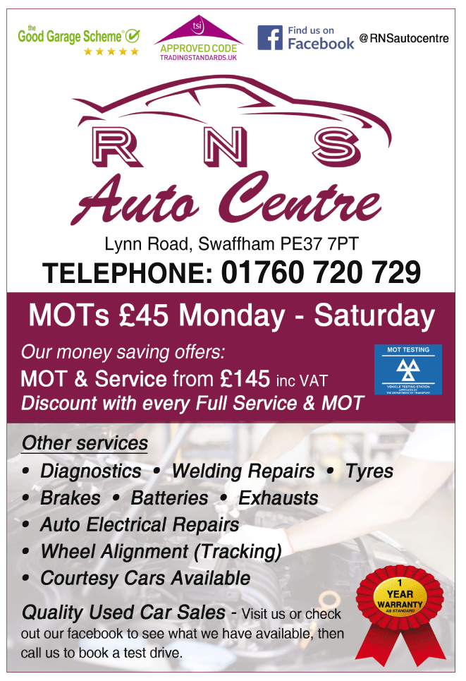 R N S Auto Centre serving Swaffham - M O T Stations