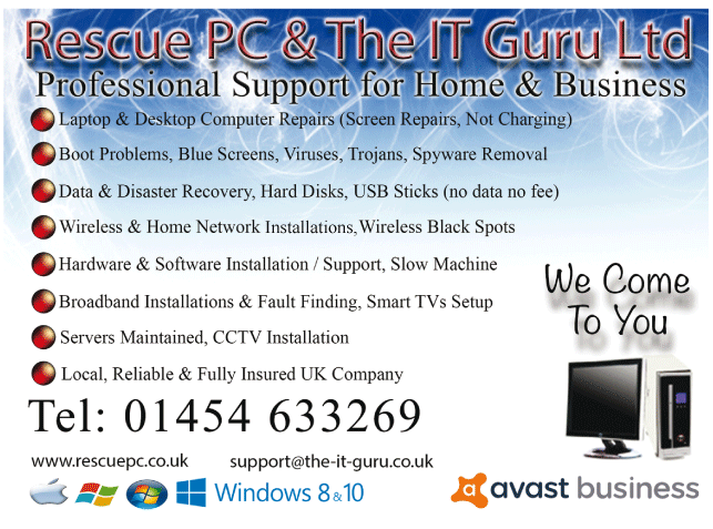 Rescue PC & The IT Guru Ltd serving Winterbourne - Computer Services