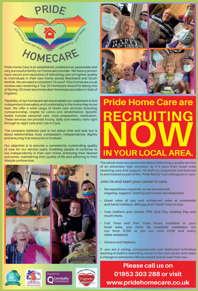 Pride Home Care Ltd serving Wymondham - Home Care Services