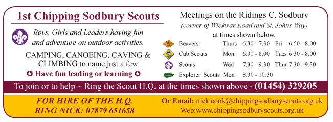 1st Chipping Sodbury Scout Group serving Yate and Chipping Sodbury - Halls For Hire